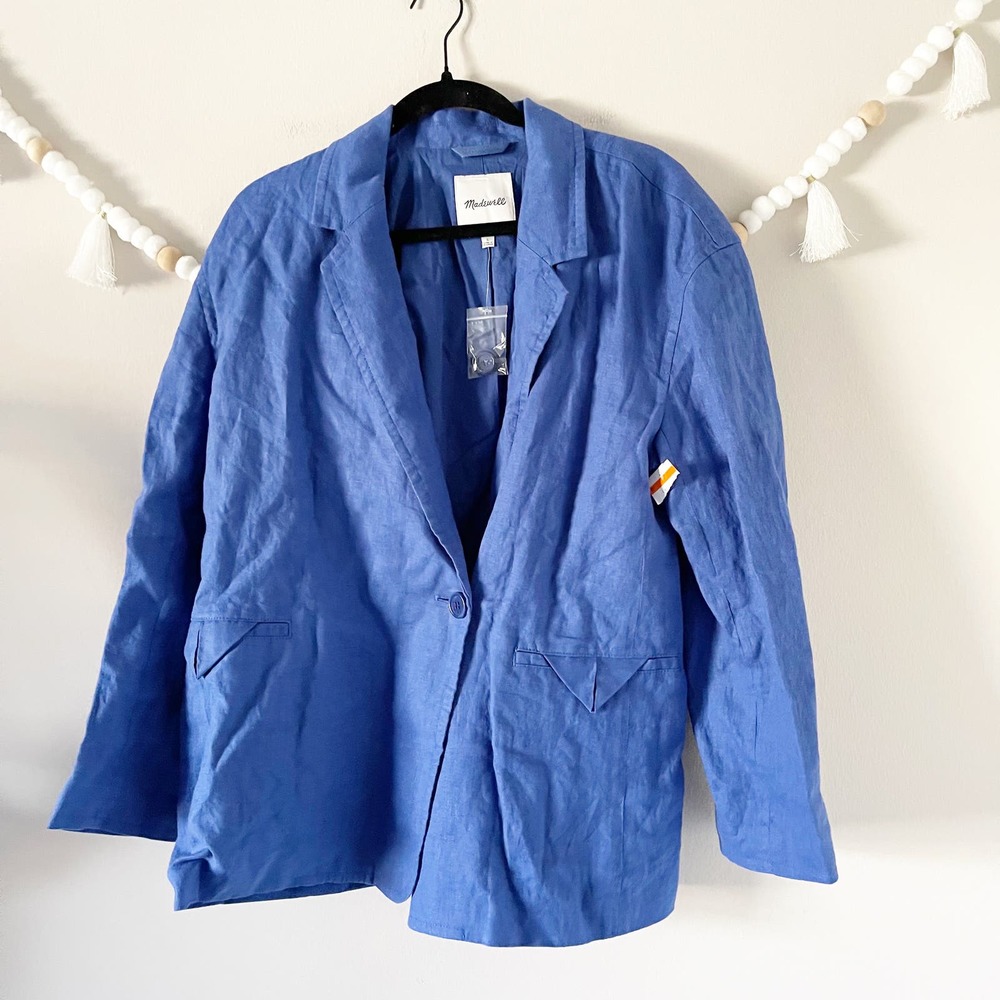 NEW Madewell Double-Breasted Crossover Blazer Jacket Notch Lapel Bluestone Large - Picture 6 of 7